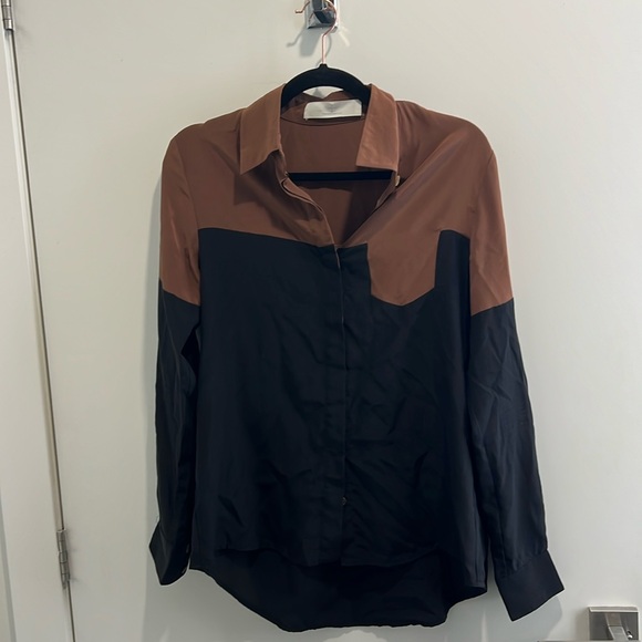 Thakoon Addition silk blouse - brown and black size 0 - Picture 1 of 3